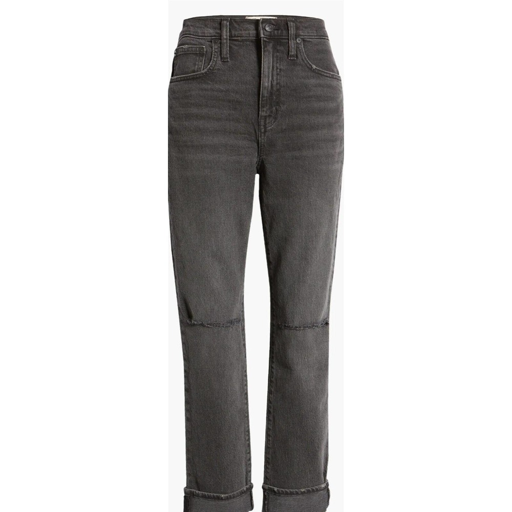 Madewell The High-Rise Slim Boyjean Ripped-Knee Edition Caton Wash Size 24